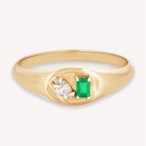Stone and strand ring 10k gold